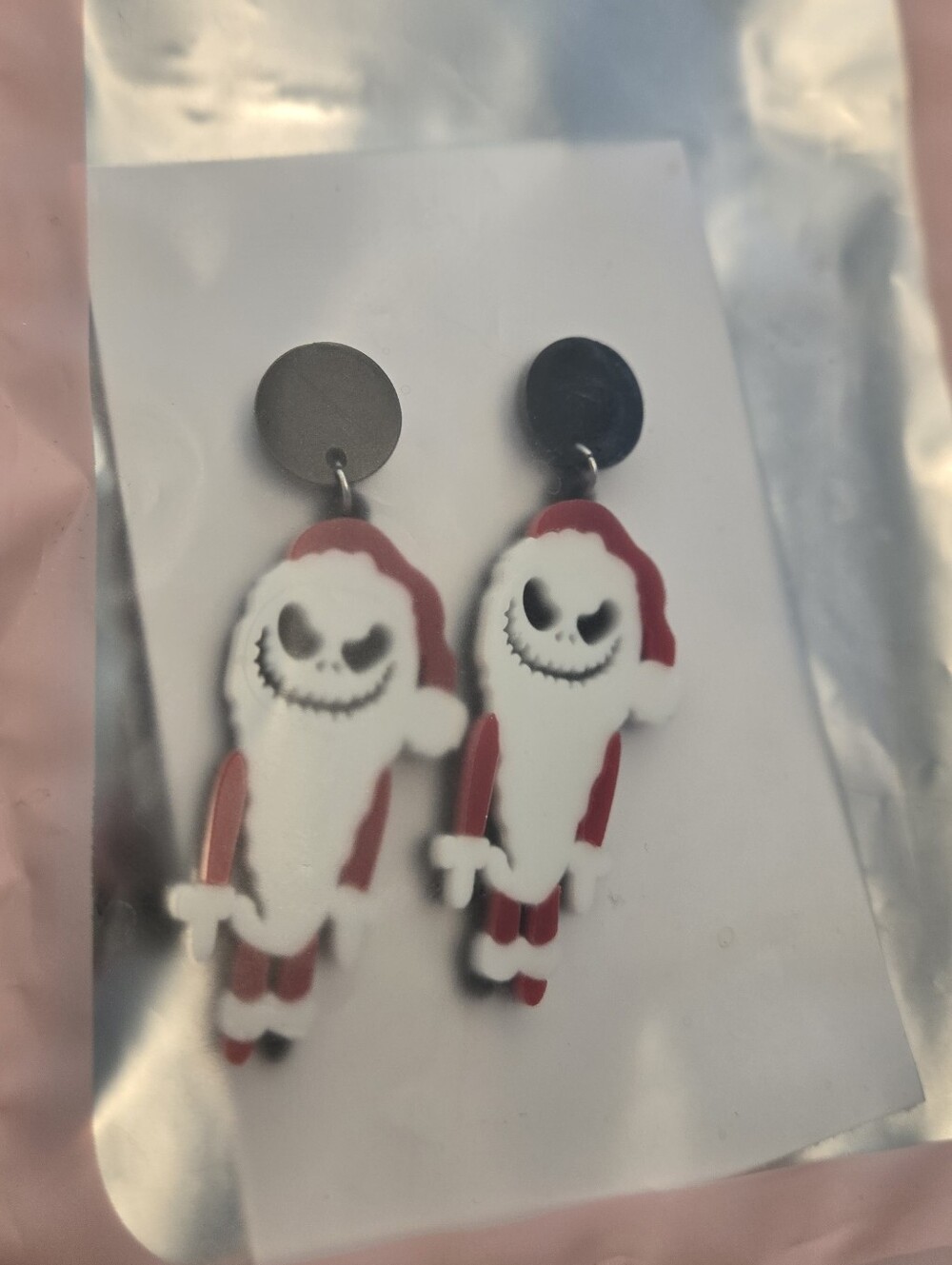 Nightmare Before Christmas Santa Jack Skellington Earrings